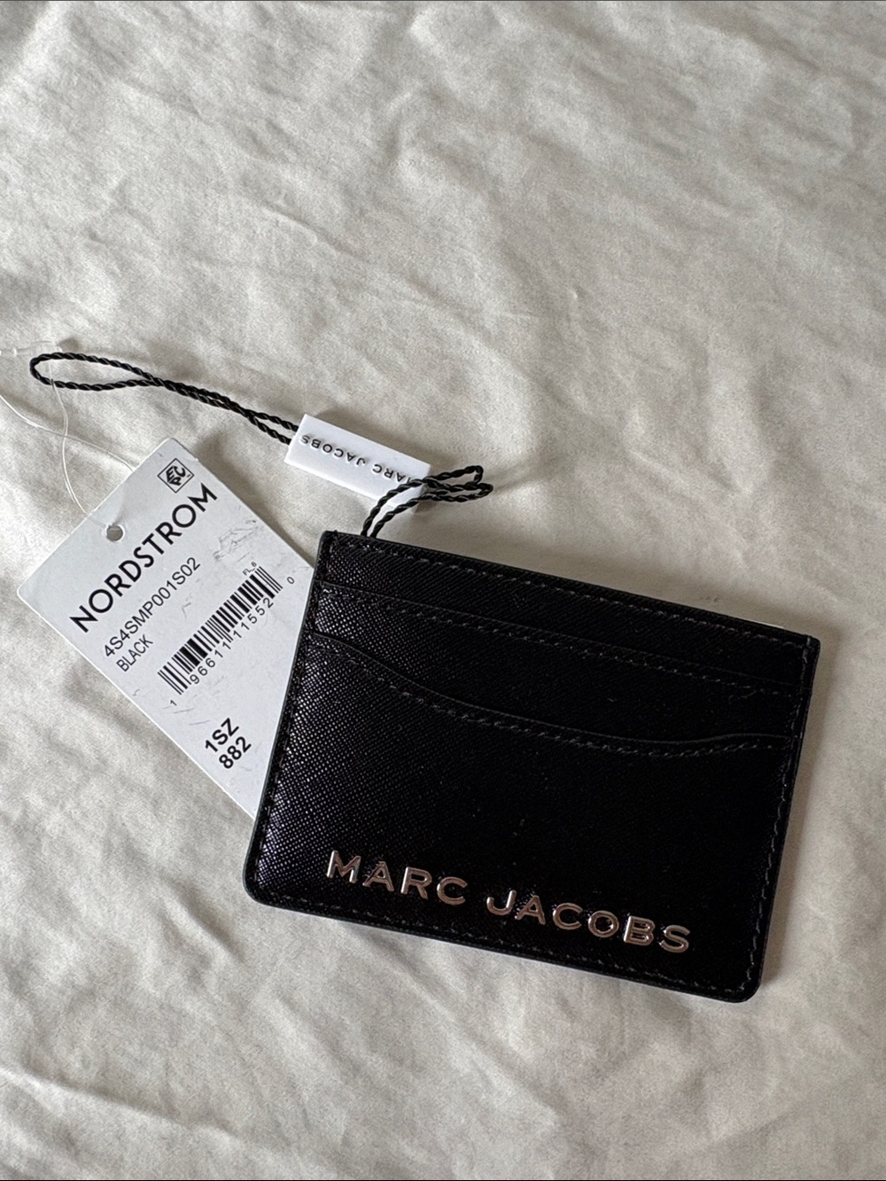 Marc Jacobs Black Leather Card Holder with Silver Logo